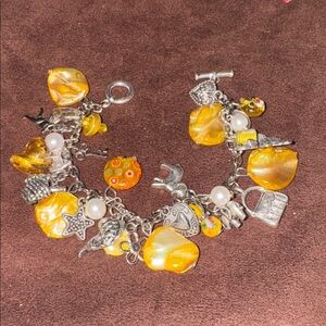 Cats eye opal charm bracelet silver toggle clasp  🐈‍⬛